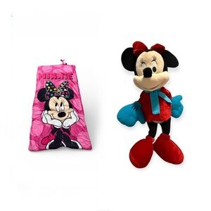 Disney Minnie Mouse Sleeping Bag Plush Doll Bundle Pink